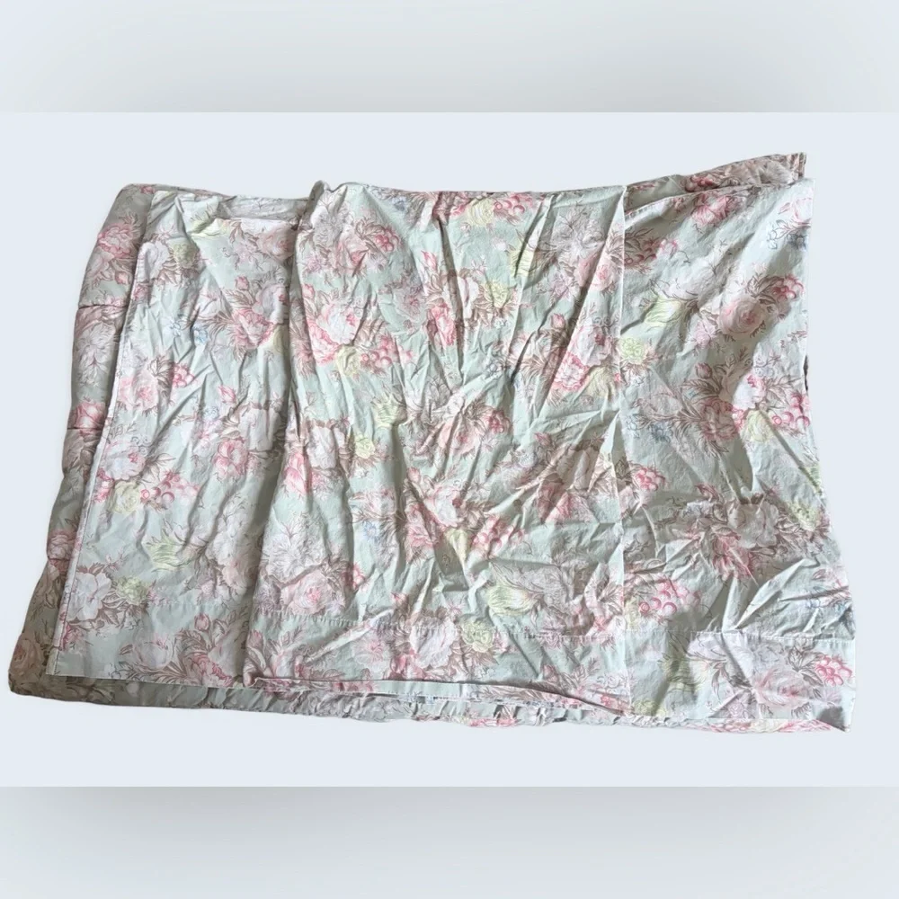 Vtg Ralph Lauren Twin Charlotte Sage Green Cabbage Roses Floral Comforter Cotton